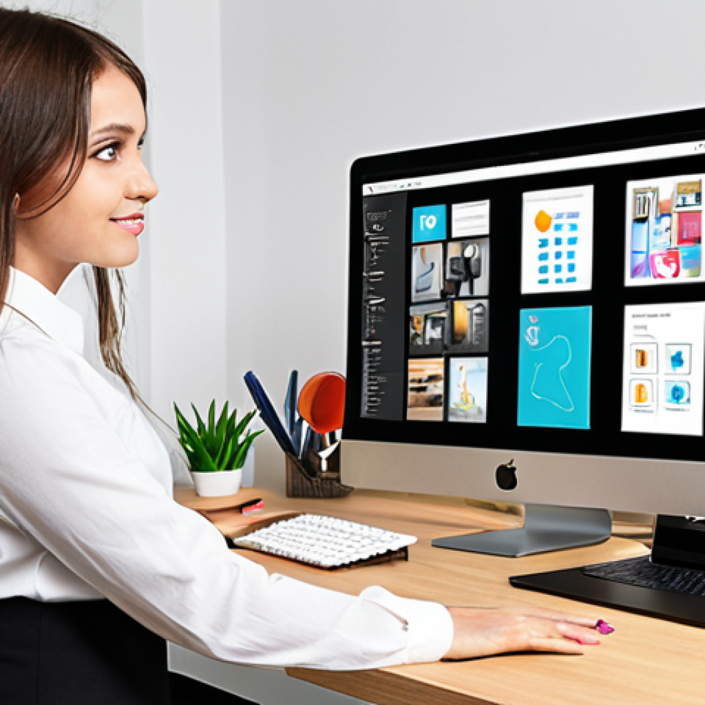 **Image Prompt:** A young professional confidently presenting a personal project portfolio showcasing website designs. The setting is a modern, bright office space. Include visual elements representing creativity, such as design software icons and a mood board. The overall tone is positive and inspiring, conveying the message of skill demonstration and career advancement.